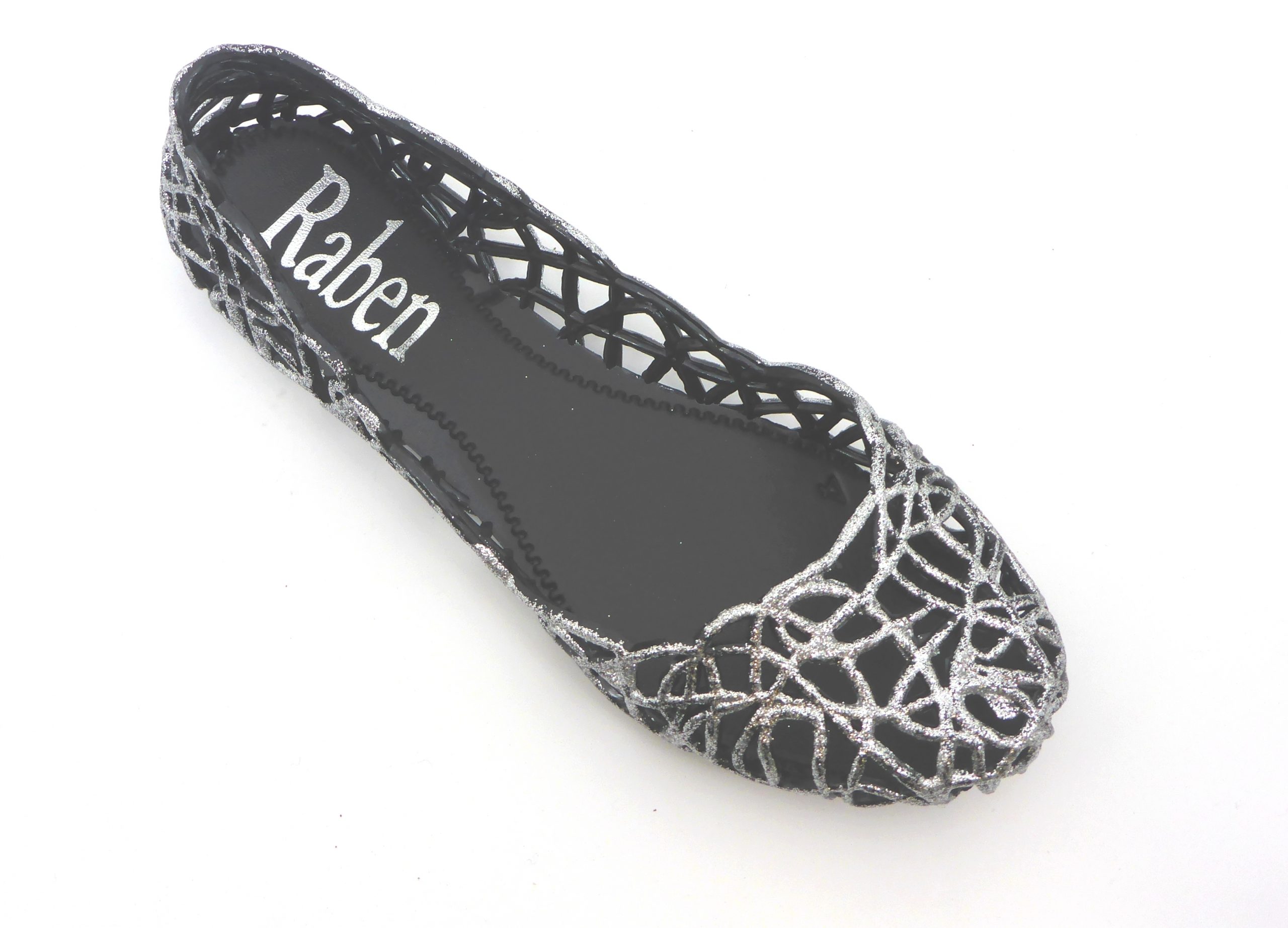 Ladies Glitter Plastic Casual Black/Silver - Raben Footwear